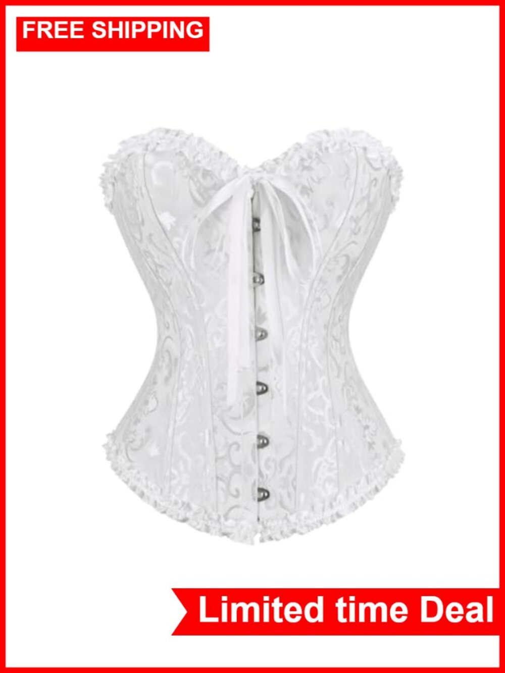 frawirshau Women's Overbust Corset Renaissance Victorian Lace-Up Jacquard